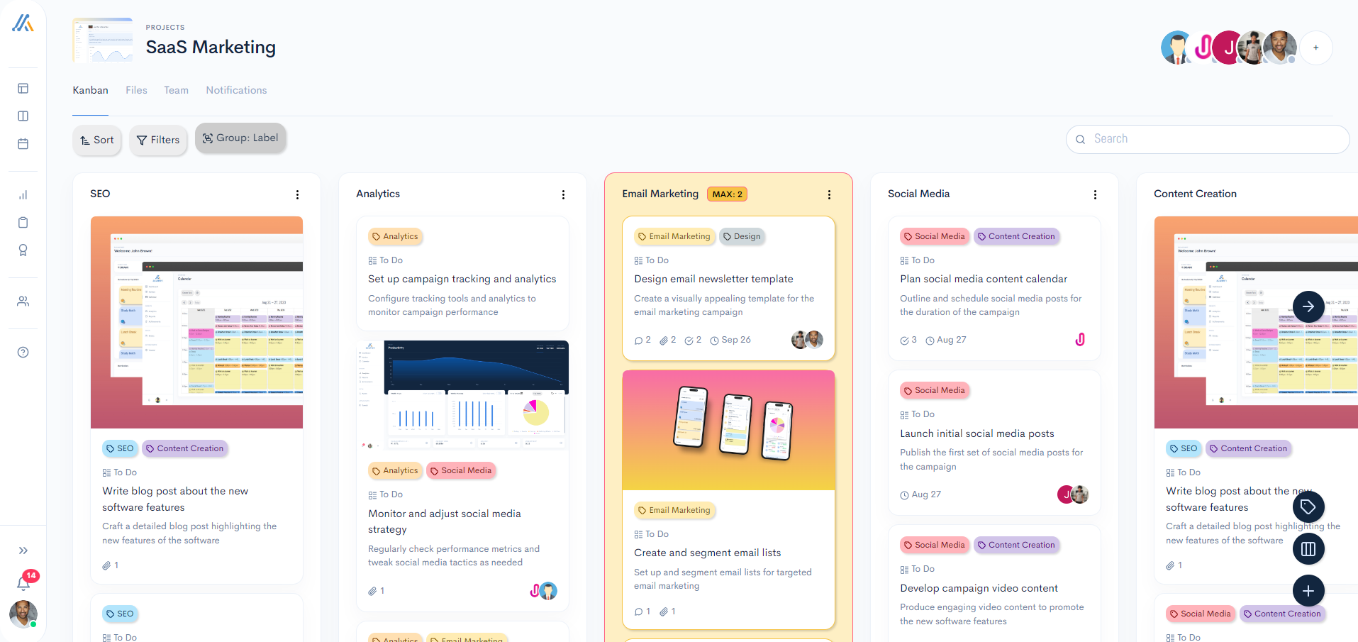 Kanban board screenshot
